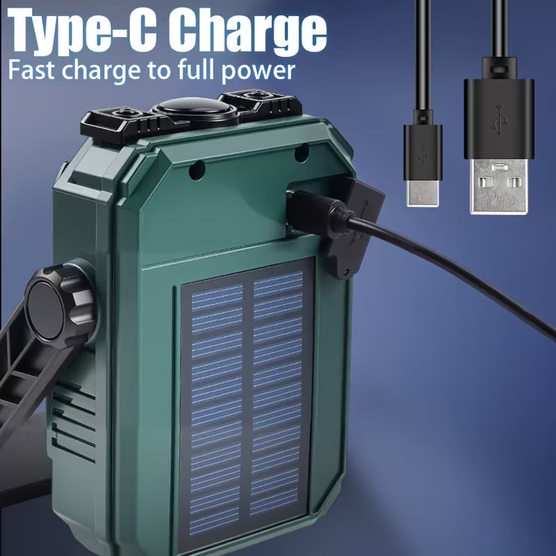 Portable Solar LED Camping Light & Magnetic Flashlight