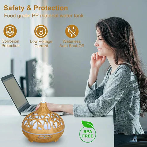 Wooden Lattice Ultrasonic Aroma Diffuser